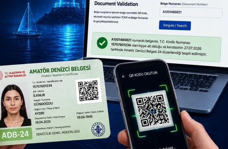 Amatör Denizci Belgelerinde QR kod dönemi başladı