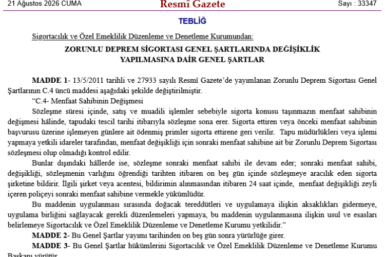 DASK’ta sistem değişti! Konut satışında mevcut poliçe sona erecek