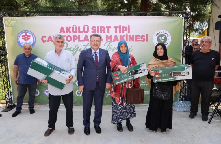 Trabzon’da çay üreticisine şarjlı makine desteği